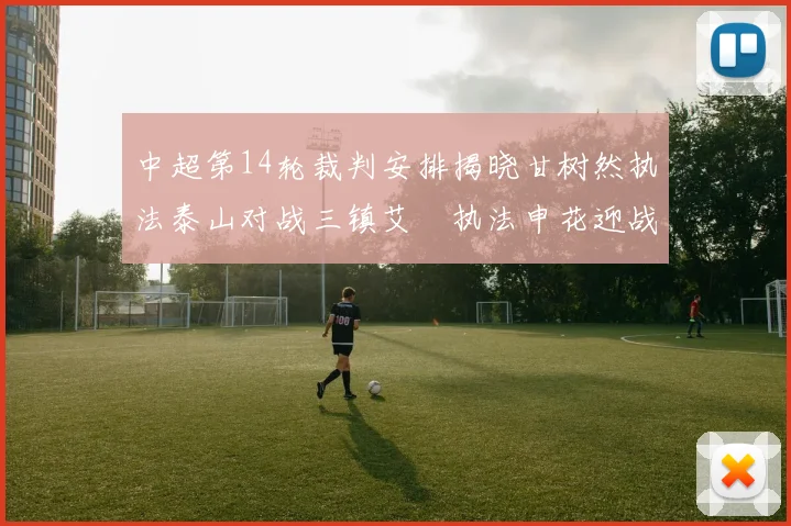 中超第14轮裁判安排揭晓甘树然执法泰山对战三镇艾堃执法申花迎战新鹏城